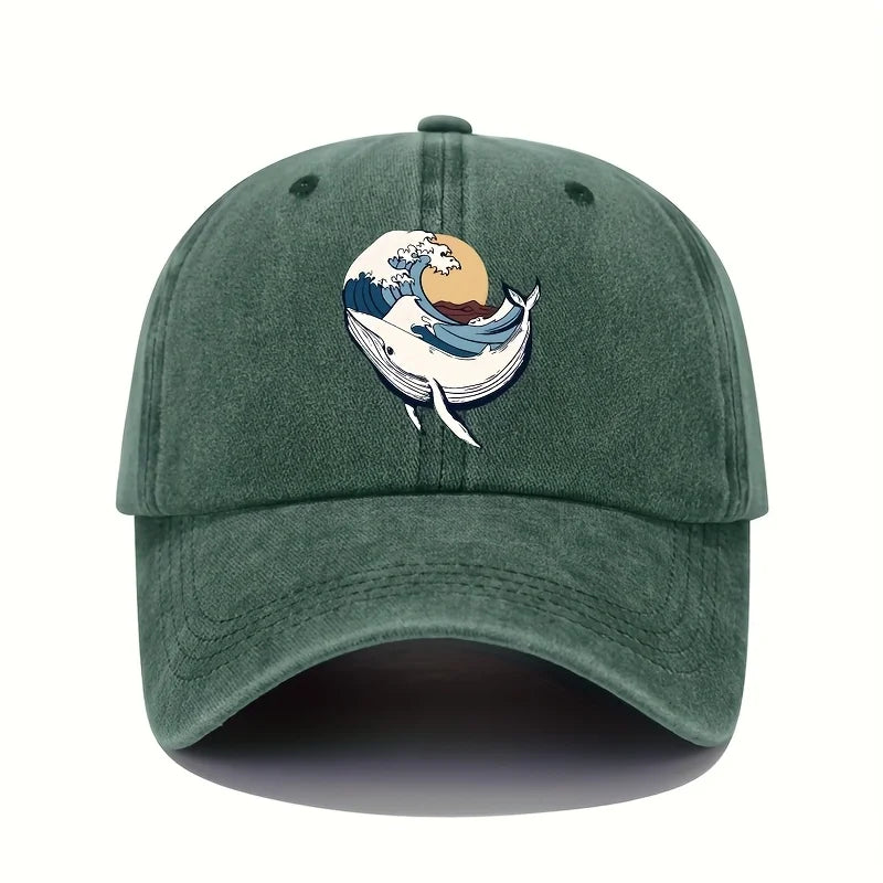 Adjustable Baseball Caps With Surfing And Wave patterns For Both Men And Women