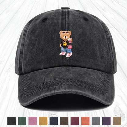 Cartoon Bear Print Cotton Baseball Hat