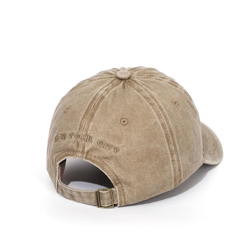 New York Washed Cotton Baseball Cap Hats For Women Men