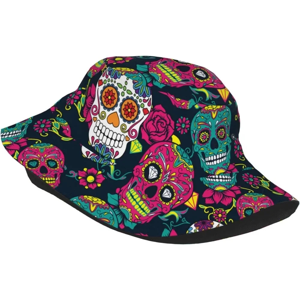 Mexican Skull Fisherman Cap Hip Hop Gorras Summer Unisex Printing Bucket Hat