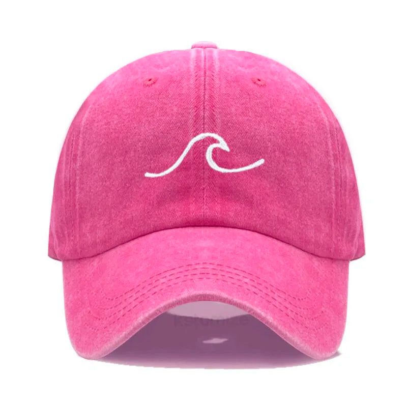 Men's Baseball Cap Women's Washed Cotton Waves Embroidery Embroidery Sport Golf Caps For Man