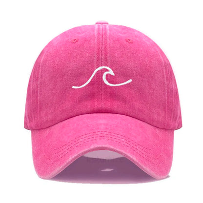 Men's Baseball Cap Women's Washed Cotton Waves Embroidery Embroidery Sport Golf Caps For Man
