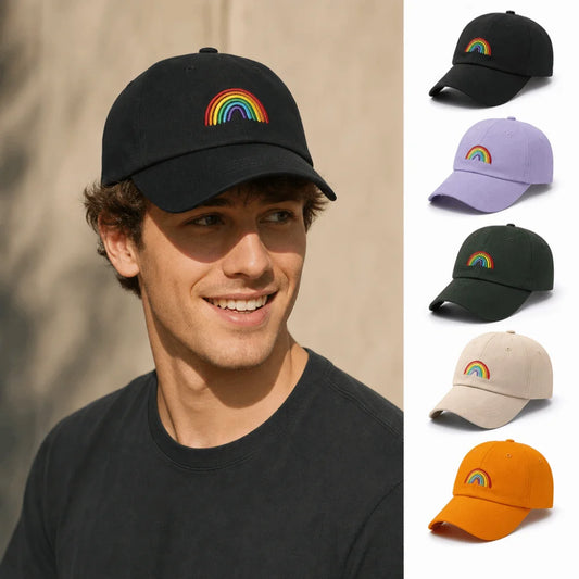 Minimal Adjustable Rainbow Embroidery Baseball Cap