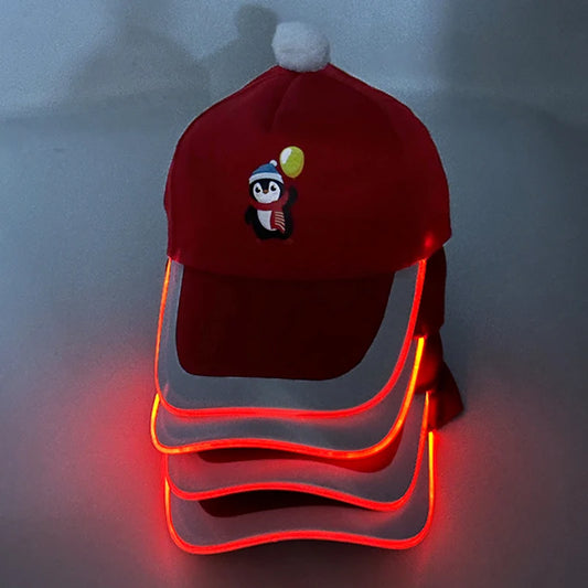 2025 Christmas Cartoon LED Luminous Hat Glowing Baseball Cap Men Women Winter Light Up