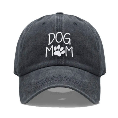 Vintage Washed Cotton DoG MOM Embroidery Baseball Cap For Men Women