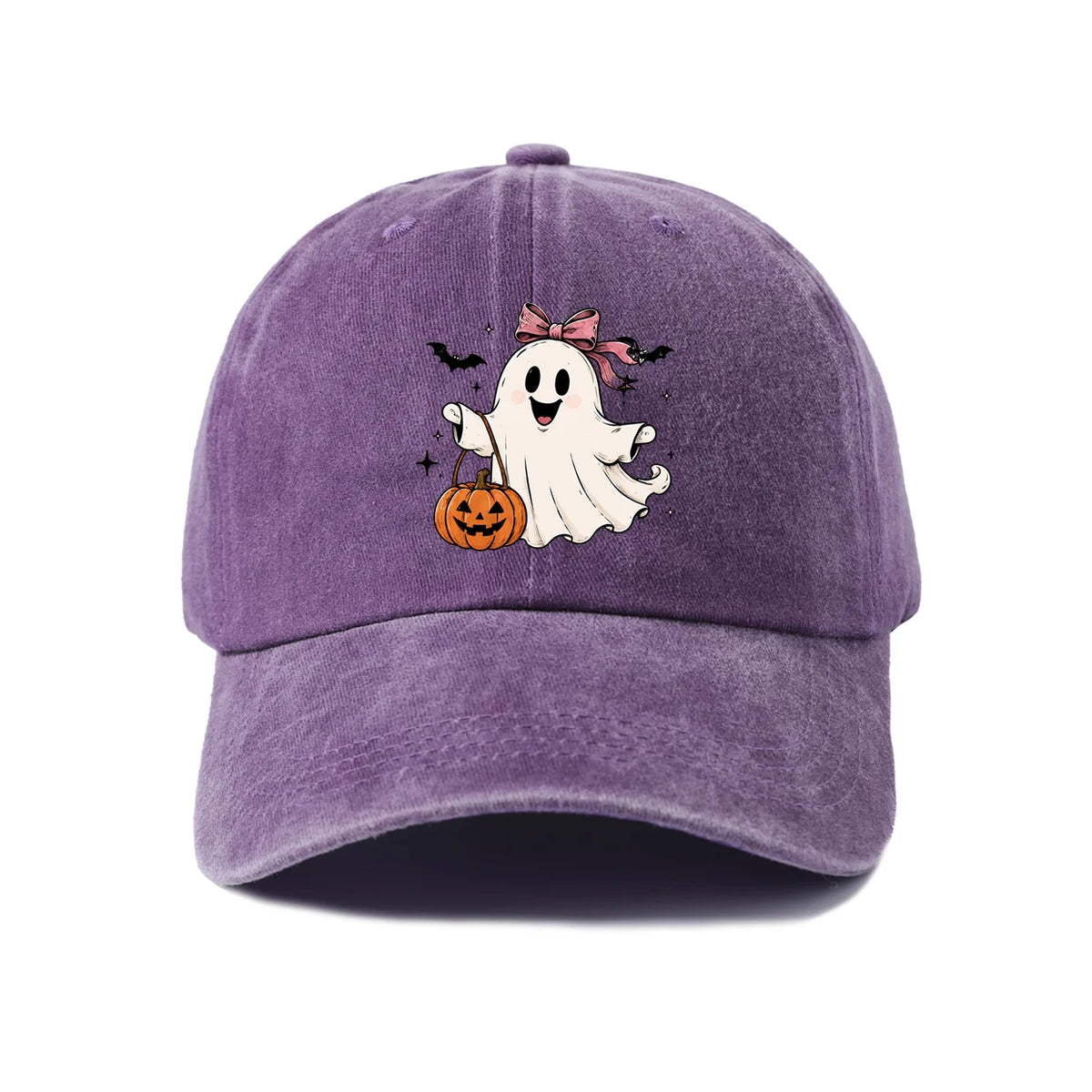 Witch Ghost With Pumpkin Graphic Baseball Cap