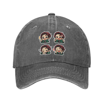 Demon Slayer  Multicolor Hat Peaked Women's Cap Chibi Tanjiro Kamado Baseball Hat