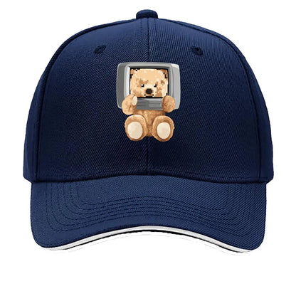 Kawaii Pixel Bear Computer Screen Cute Retro Art Baseball Cap