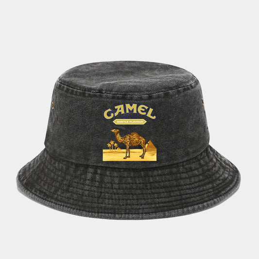 "Camel Trophy" Printed Washed Retro Sunshade Bucket Hat Outdoor Fashion Accessory