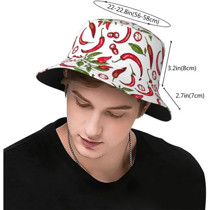 Red Pepper Chili Fisherman Cap Summer Unisex Printing Bucket Hat