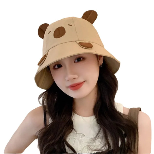 Spring Summer Bucket Hat For Women Men Cute Dog Ear Bear Nose Cartoon