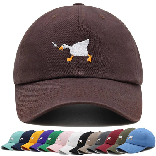 Embroidered Baseball Cap with Goose Pattern