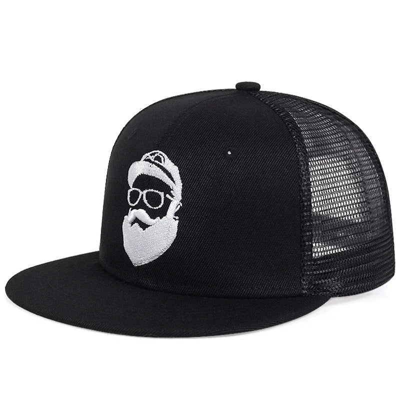 Unisex Old Man Embroidery Hip-hop Net Hats