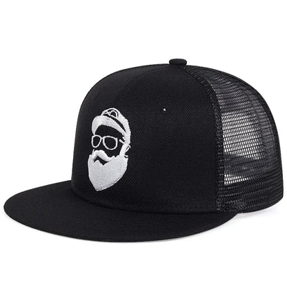 Unisex Old Man Embroidery Hip-hop Net Hats