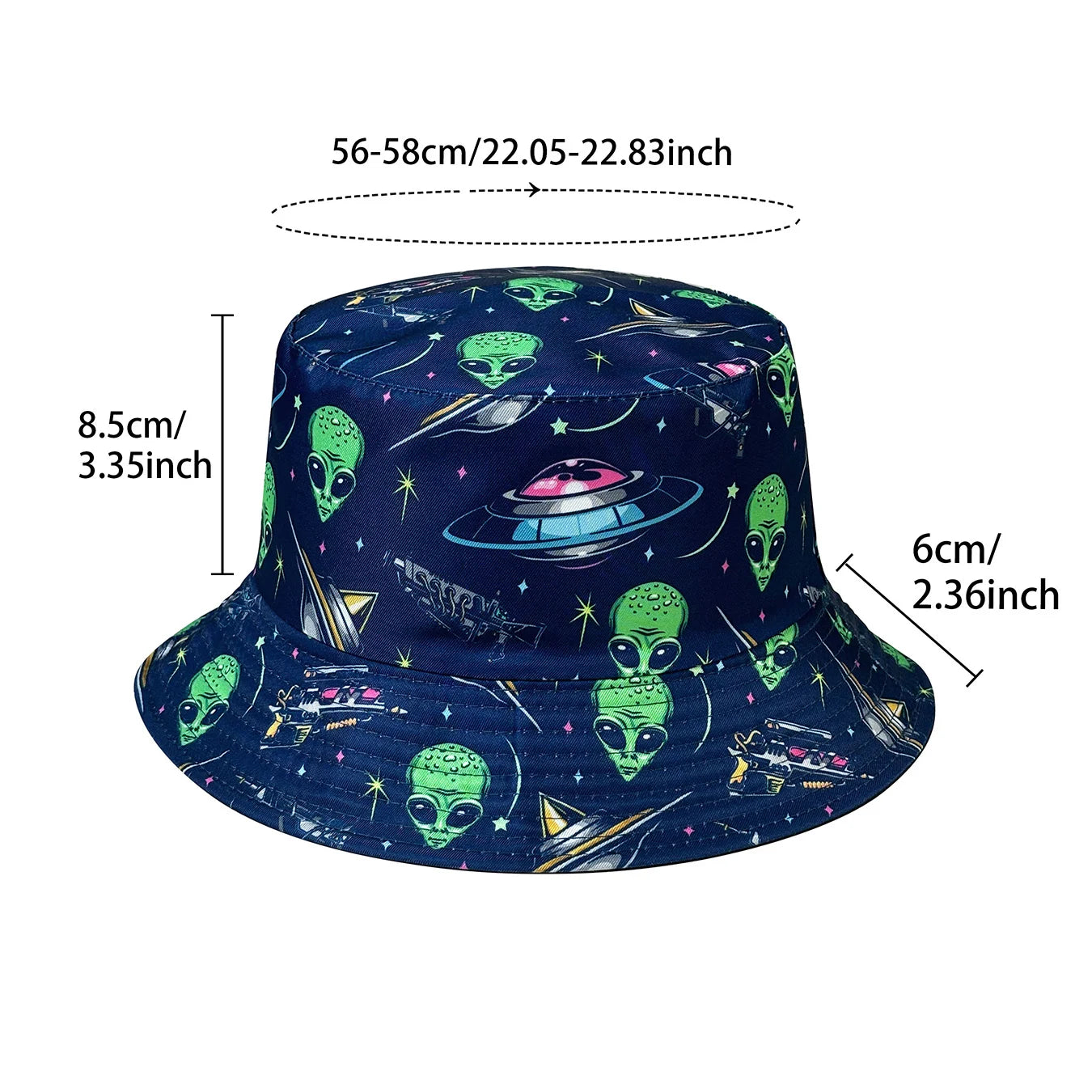New Cartoon Alien Pattern Fisherman Hat, Stylish Bucket Hat
