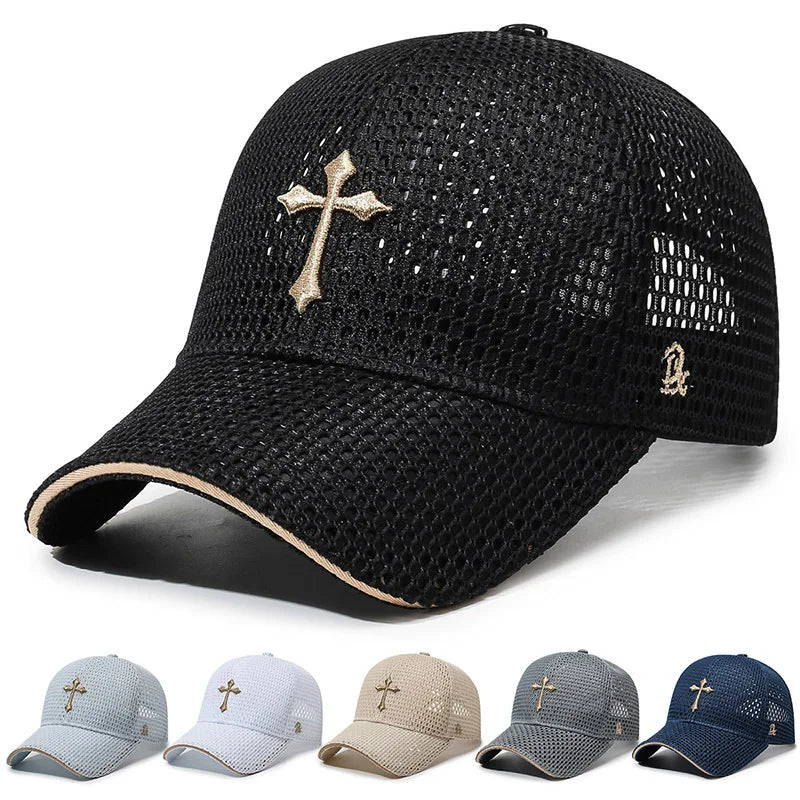 Summer Mesh Breathable Baseball Cap Star Embroidery Casual Hat Unisex
