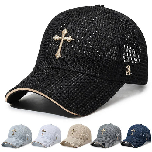 Summer Mesh Breathable Baseball Cap Star Embroidery Casual Hat Unisex
