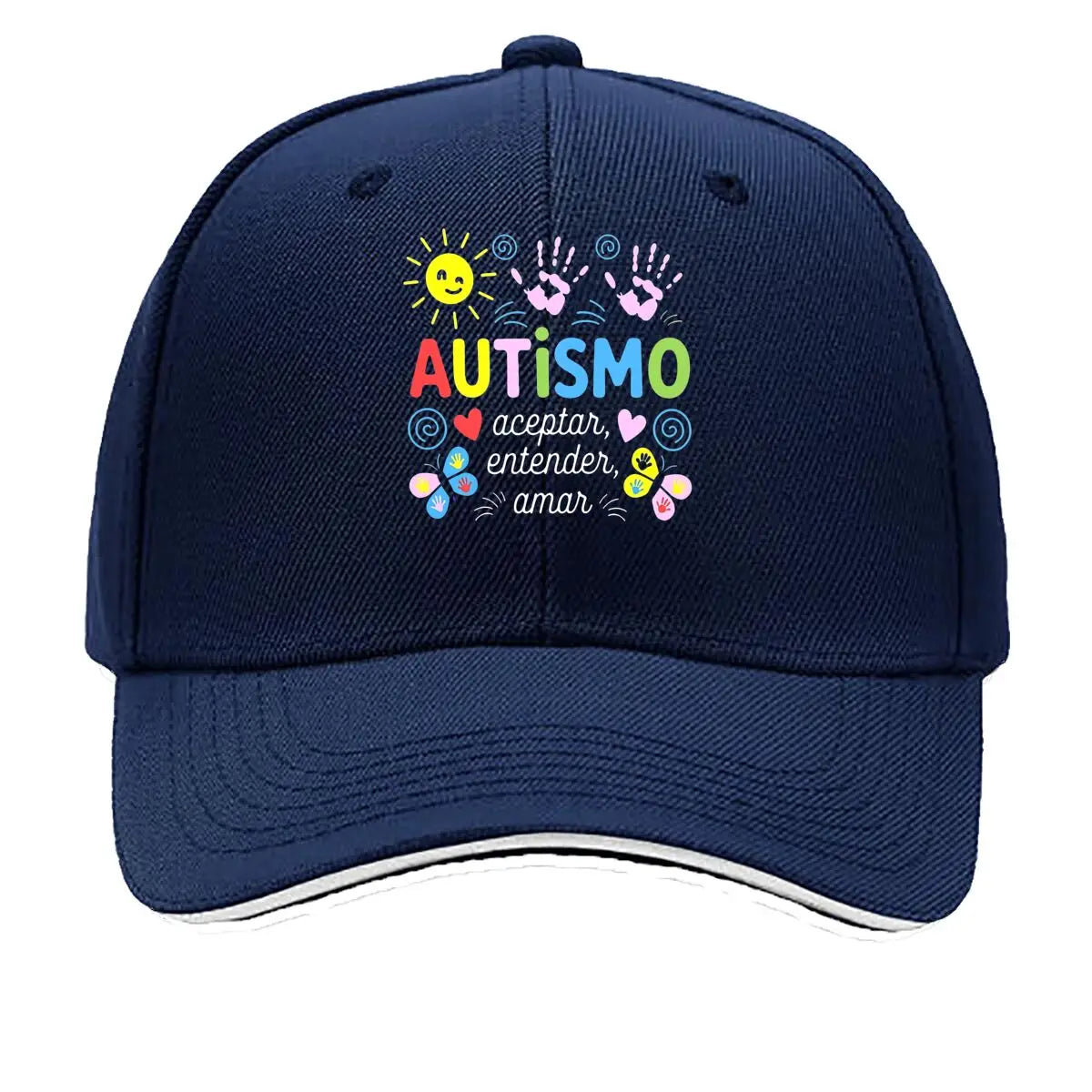 Autismo Colorful Handprints Sun Hearts Sandwich Baseball Cap
