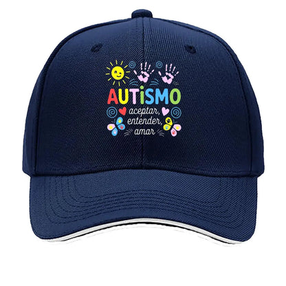 Autismo Colorful Handprints Sun Hearts Sandwich Baseball Cap