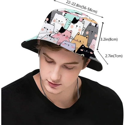 Cute Cat Fisherman Cap Hip Hop Gorras Summer Unisex Cartoon Cat