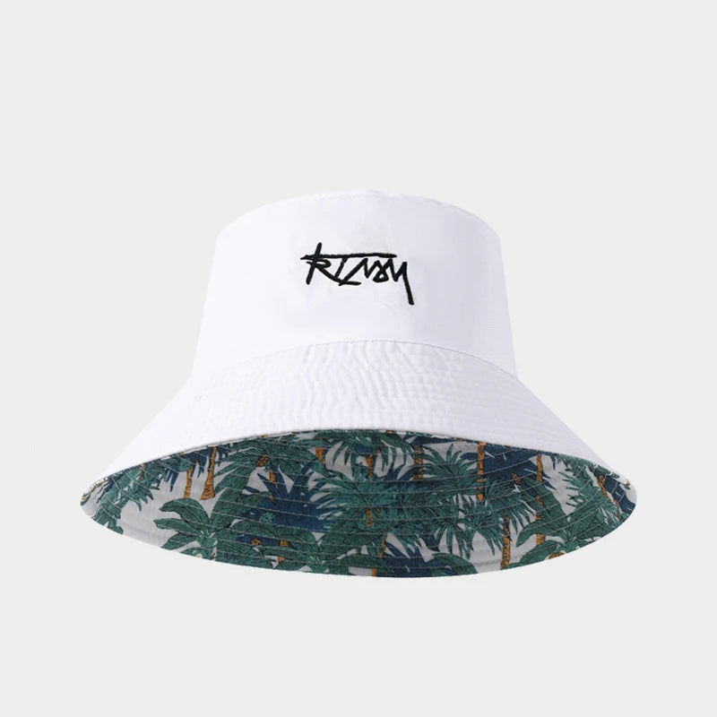 Retro Style Fashionable Printed Maple Leaf Fisherman Hat Bucket Hat
