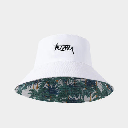 Retro Style Fashionable Printed Maple Leaf Fisherman Hat Bucket Hat
