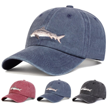 Unisex Shark Embroidery Wash Baseball Caps Spring And Autumn