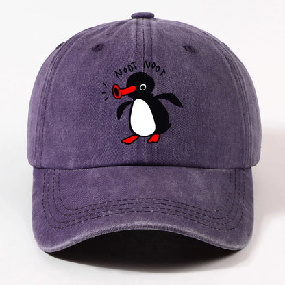 Cross-Border Hottest Curved Brim Wash Cotton Baseball Cap Cartoon Penguin