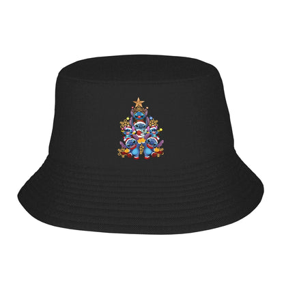 Unisex Bucket Hat Lilo And Stitch Christmas Summer Travel Headwear