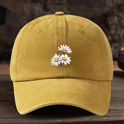 Three Daisy Print Baseball Caps