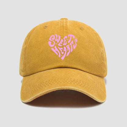 Pink Heart-Shaped Letter Printed Bbaseball Cap, Versatile for Daily Use, Sweet Girl's Hat