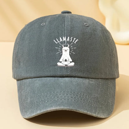 Baseball Cap with "LLAMASTE" Cartoon Llama Design