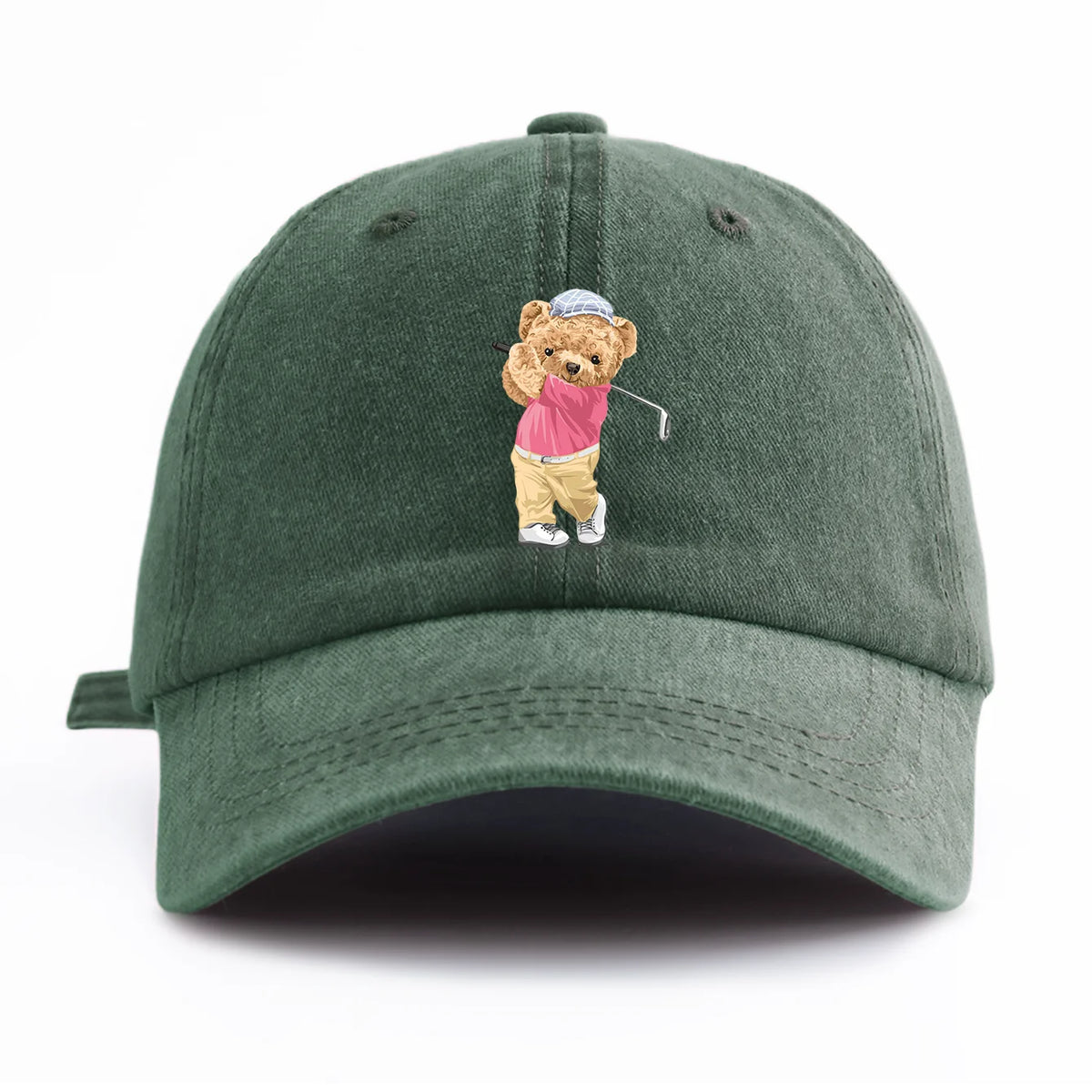 Golf Bear Graphic Print Baseball Cap
