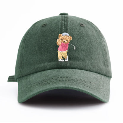 Golf Bear Graphic Print Baseball Cap