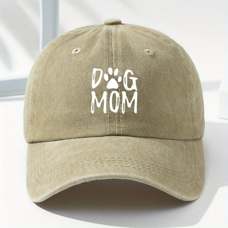 Classic Washed Retro Dog Mom Printed Baseball Cap