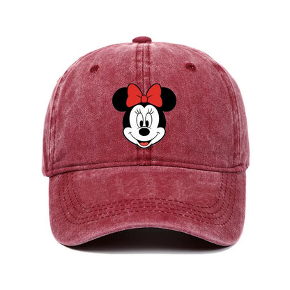 Unisex Vintage Washed Mickey Minnie Print Baseball Cap
