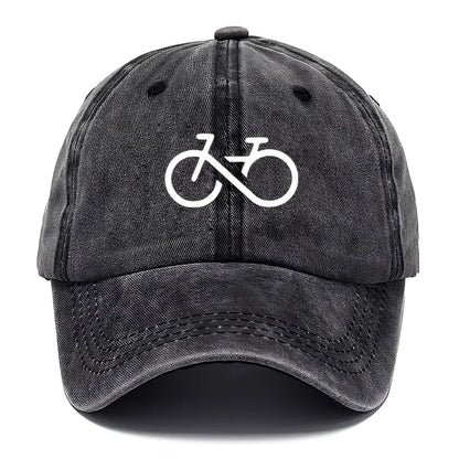 Vintage Bicycle Printed Baseball Cap With White Geometric Design