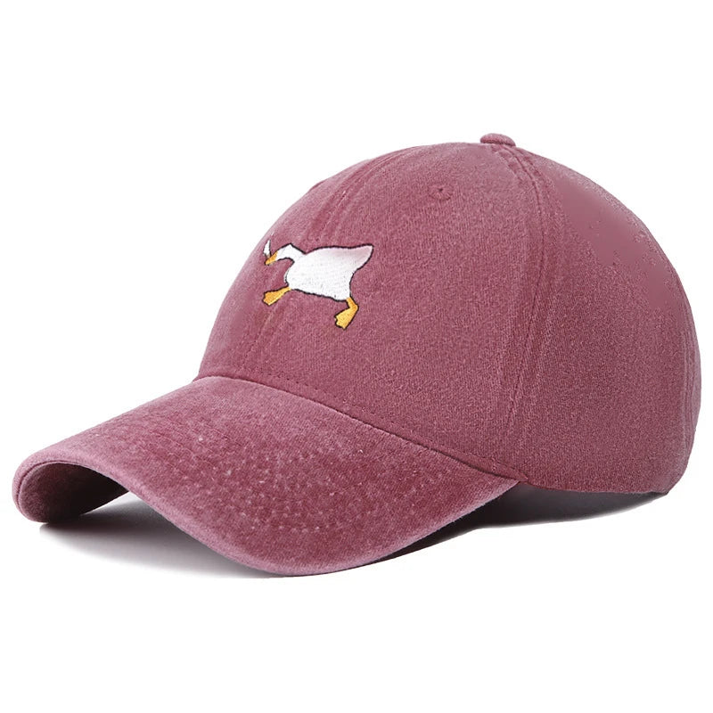 Embroidered Baseball Cap with Goose Pattern