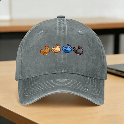 Summer 4 Chickens S-Stardew V-Valley Game Baseball Cap
