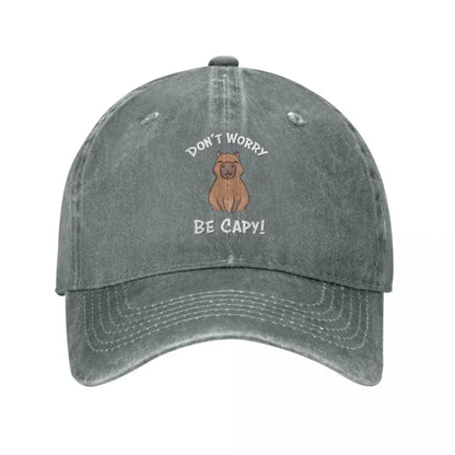 Capybaras Unisex Style Baseball Cap Don't Worry Be Capy Distressed Denim Washed Hats Cap
