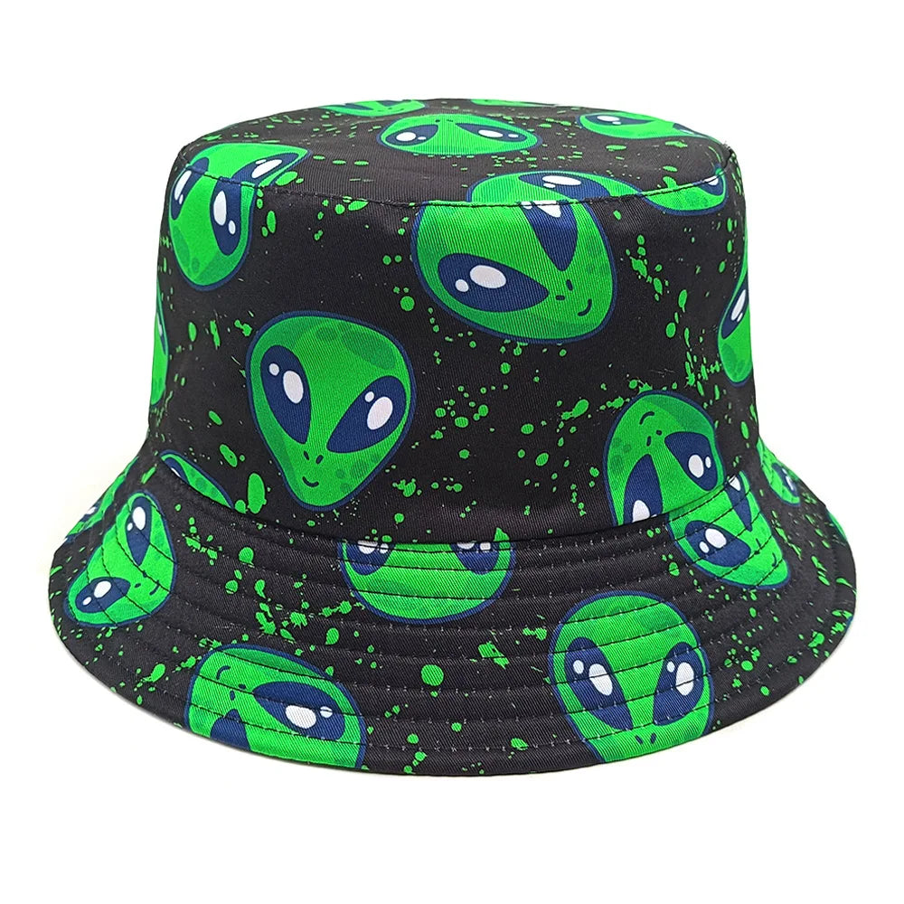 Double-sided Yellow Duck Print Pattern Panama Summer Sunscreen Fisherman Cap Bucket Hat