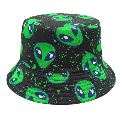Double-sided Yellow Duck Print Pattern Panama Summer Sunscreen Fisherman Cap Bucket Hat