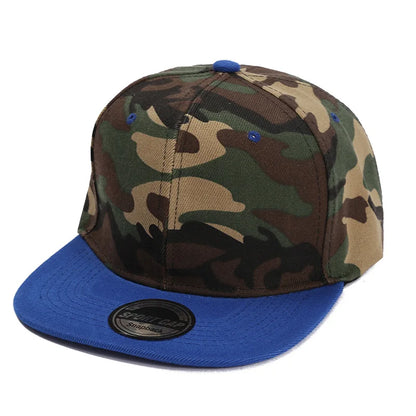 Color-Blocked Flat-Brim Baseball Cap Versatile Sunshade and Sun Protection Hat Hip-Hop Hat Snapback Caps