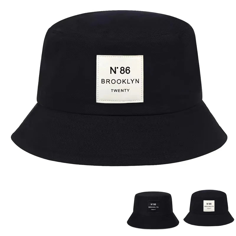Unisex Panama Bucket Hat Brooklyn Leather Label Fisherman Hat For Men Women