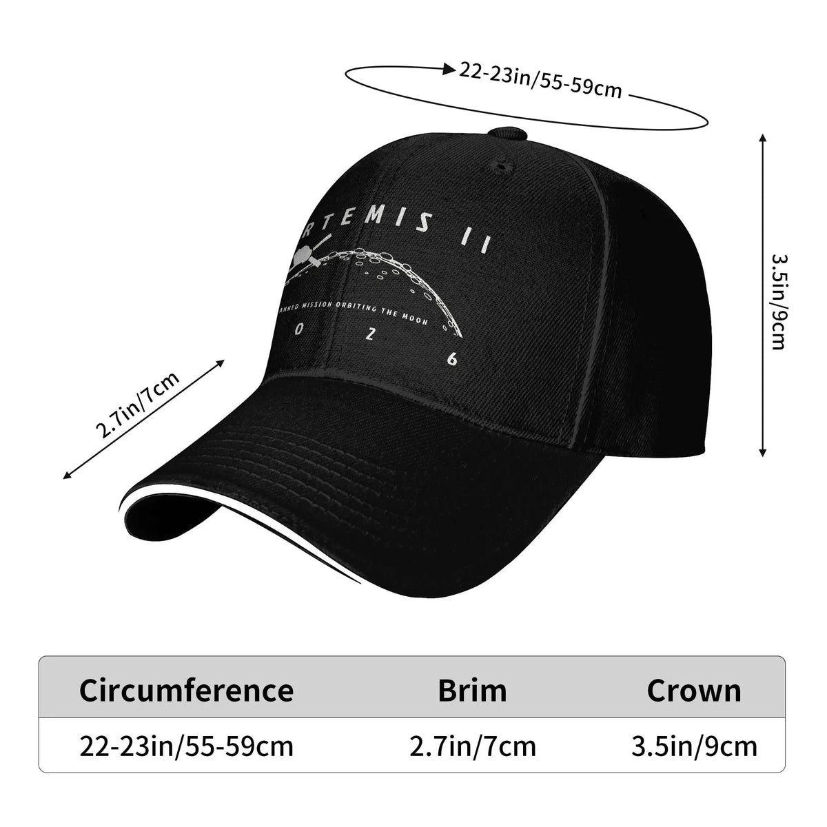 Artemis II 2026 Manned Mission Orion Orbiting The Moon Casual Baseball Cap