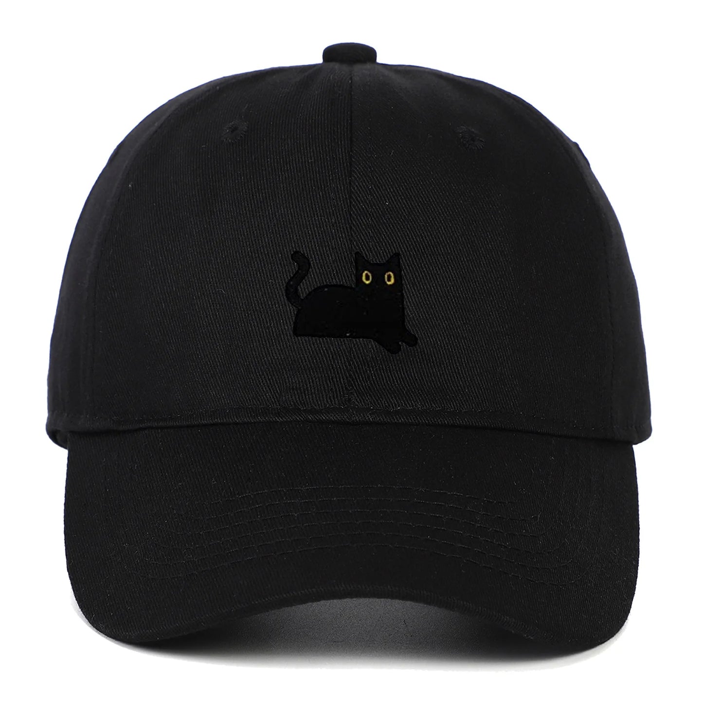 Black Cat Embroidered Baseball Soft Top Cap Suitable For Men Women