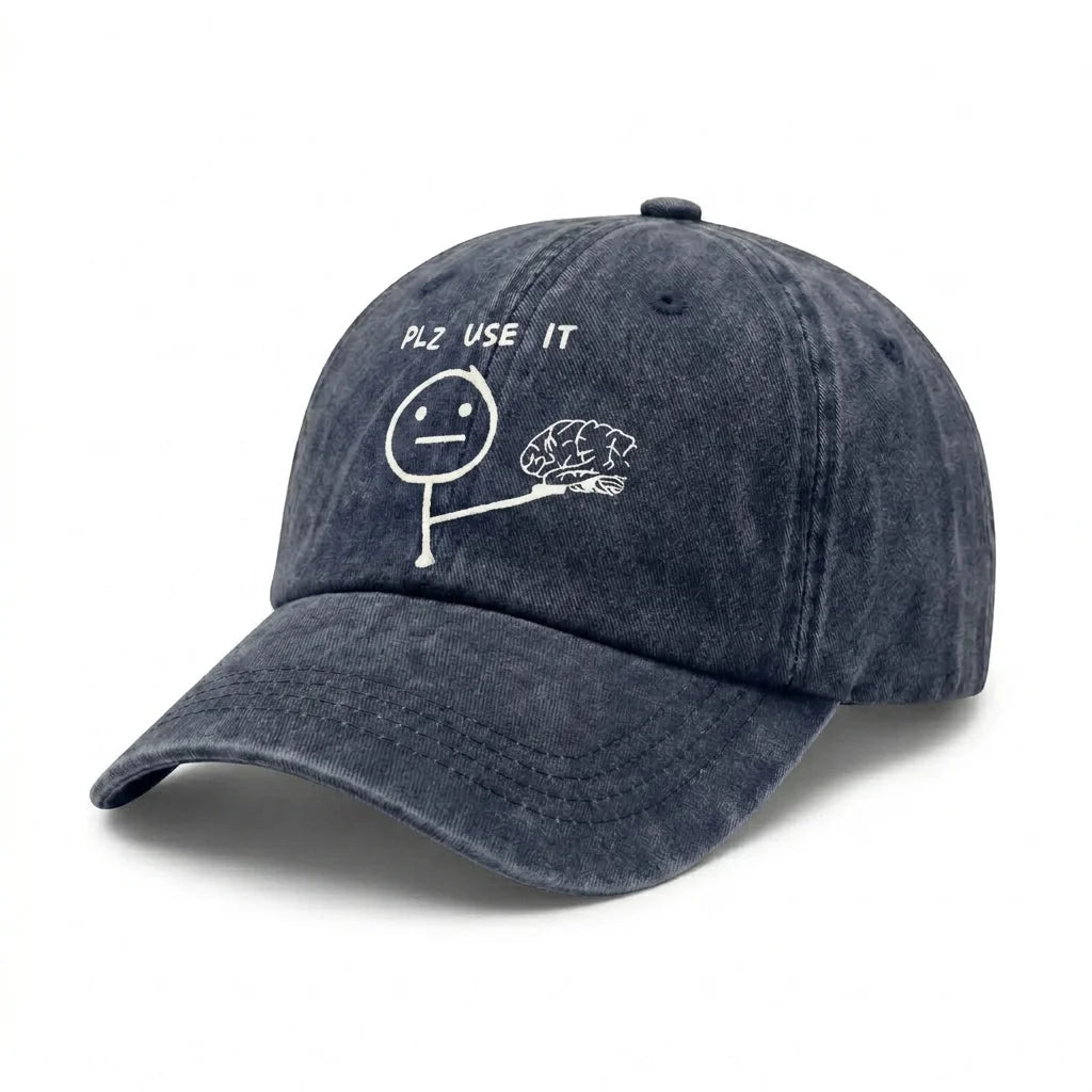 Please Use Your Brain Funny Graphic Vintage Washed Baseball Cap