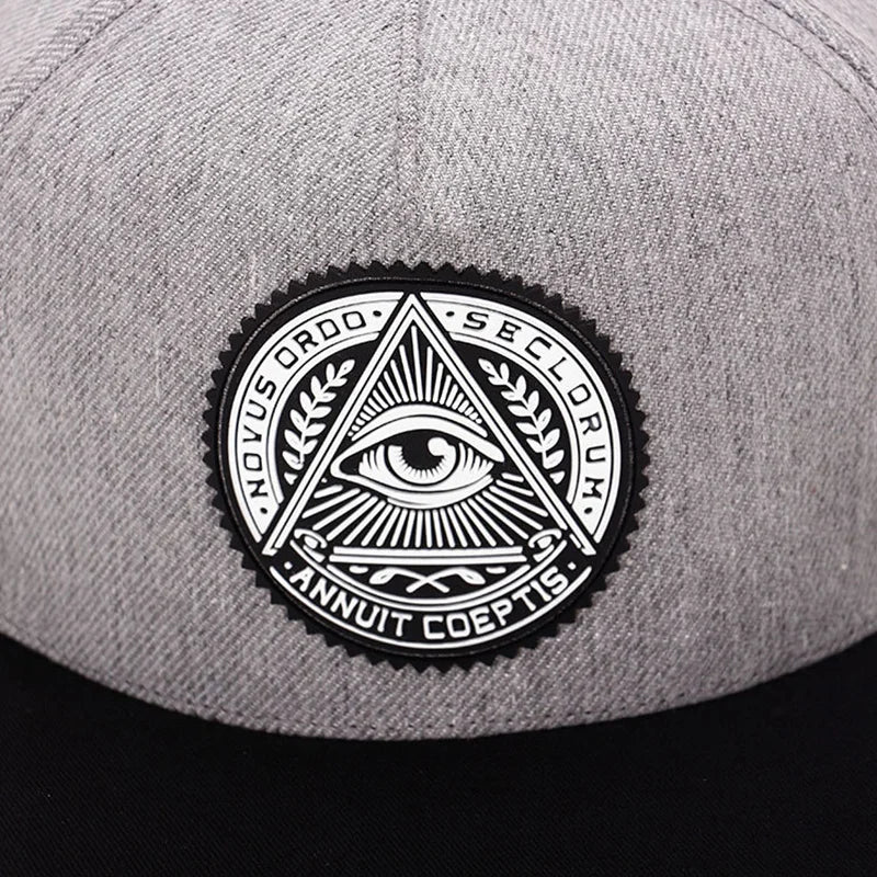 Fashion 5 Panels Cotton Snapback Cap God Eyes Plastic Patch Men Flat Brim Baseball Caps For Men Women