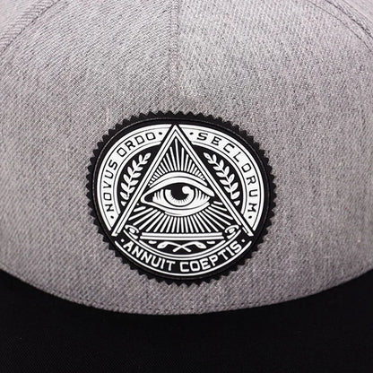 Fashion 5 Panels Cotton Snapback Cap God Eyes Plastic Patch Men Flat Brim Baseball Caps For Men Women