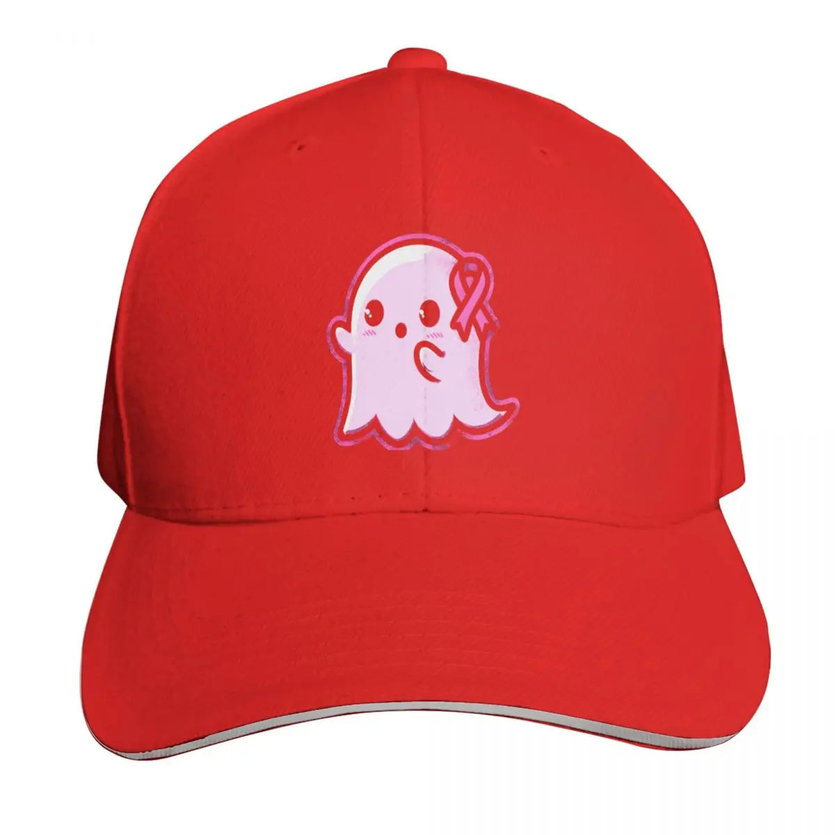 Pink Ribbon Ghost Charm Baseball Cap